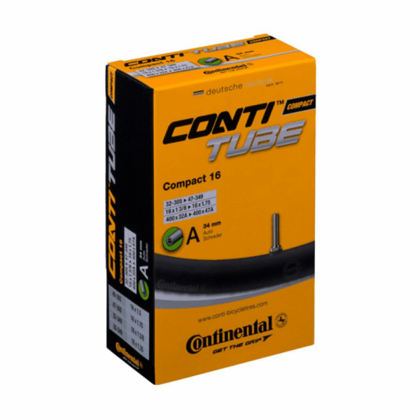 Continental-CONTINENTAL COMPACT TUBE SCHRADER 34MM–Lillehammer Sport-1 Continental Compact Slange 16” 32–47 mm Schrader 34 mm