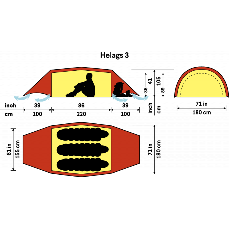 Hilleberg Helags 3 Tunneltelt Sand - Bilde 2